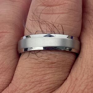 Men’s Stainless Steel Ring Size 10 Silver Tone Matte & Polished Band